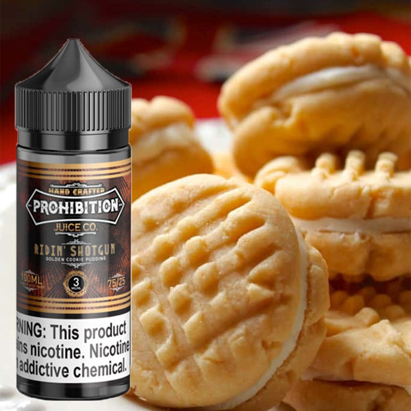 PROHIBITION - RIDIN' SHOTGUN - GOLDEN COOKIE PUDDING - E - LIQUID - 3MG - 100ML - Gulshans - Since 1985