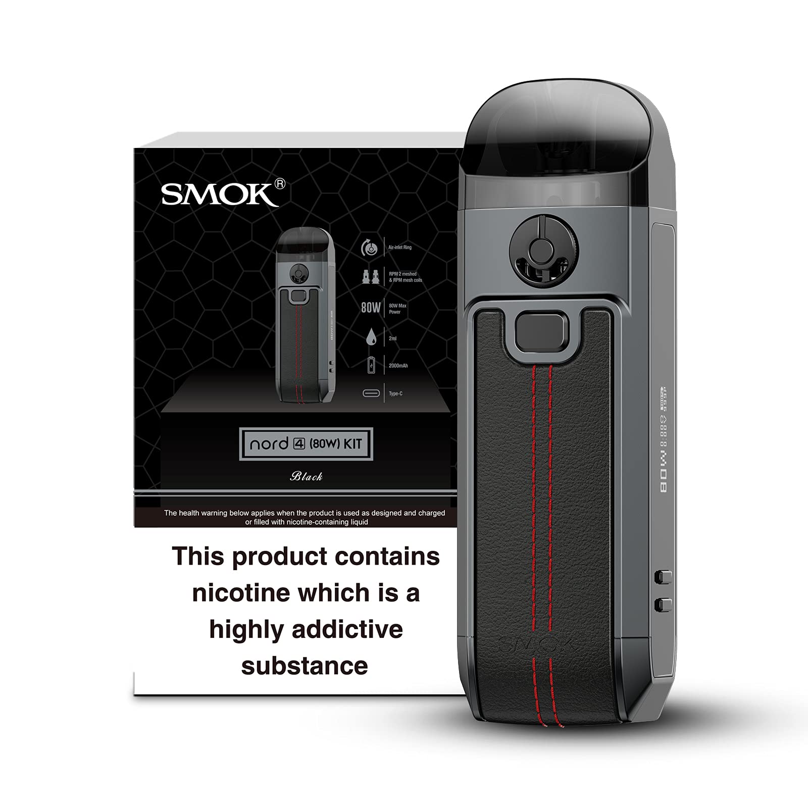 Smok Nord 4 80w Pod Kit - Black Leather - Gulshans - Since 1985