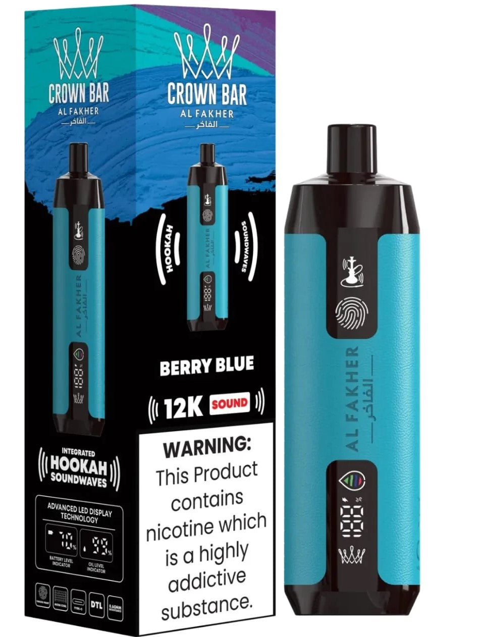 Al Fakher Crown Bar 12k Puffs Disposable Vape with Integrated Hookah Soundwaves - Gulshans - Since 1985