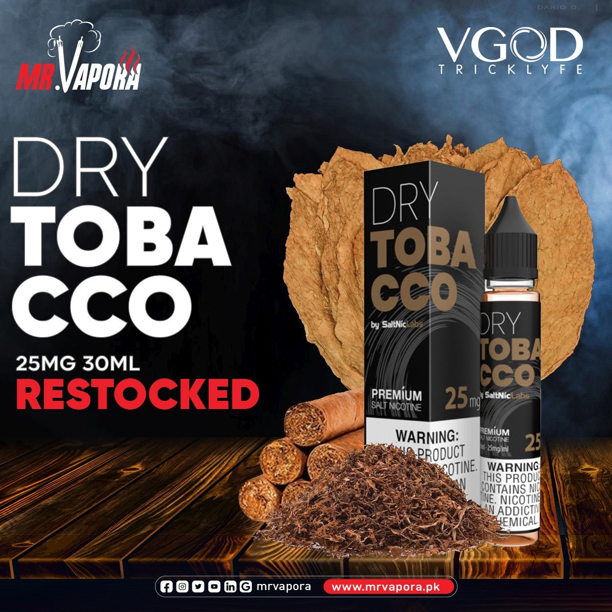 VGOD DRY TOBACCO SALTNIC E-LIQUID 30ML - Gulshans - Since 1985