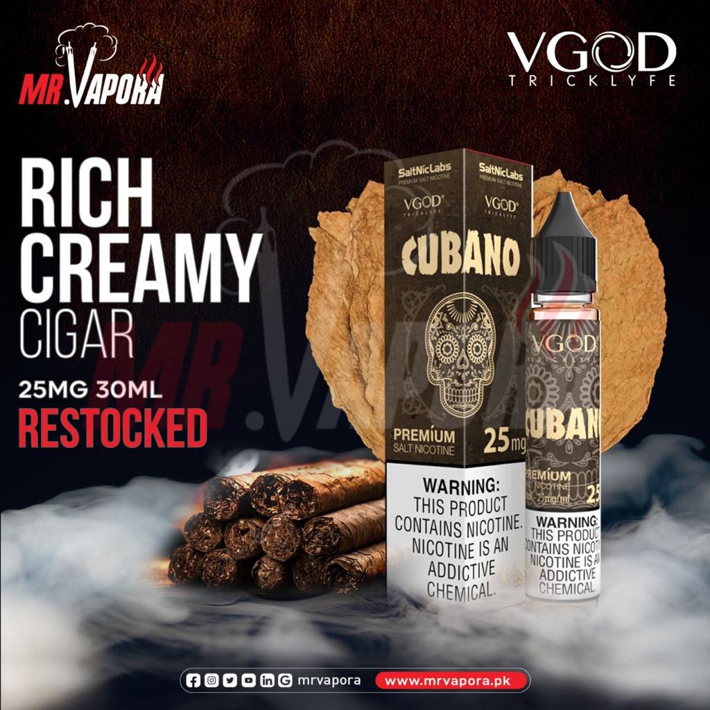 VGOD CUBANO BROWN RICH CREAMY CIGAR SALTNIC 30ML - Gulshans - Since 1985