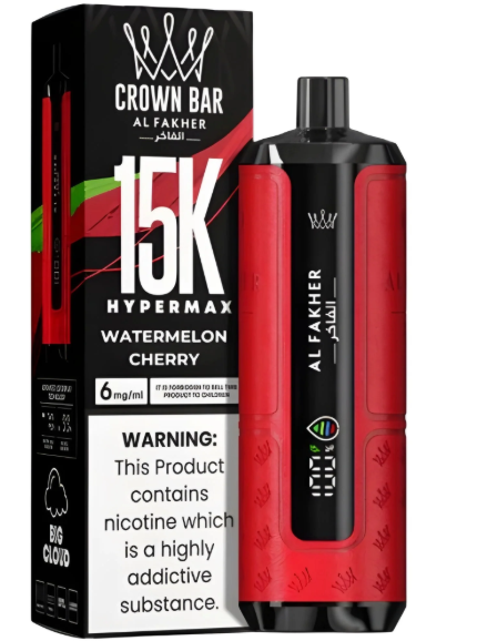 AL FAKHER CROWN BAR 15K HYPERMAX DISPOSABLE- WATERMELON CHERRY 6MG - Gulshans - Since 1985