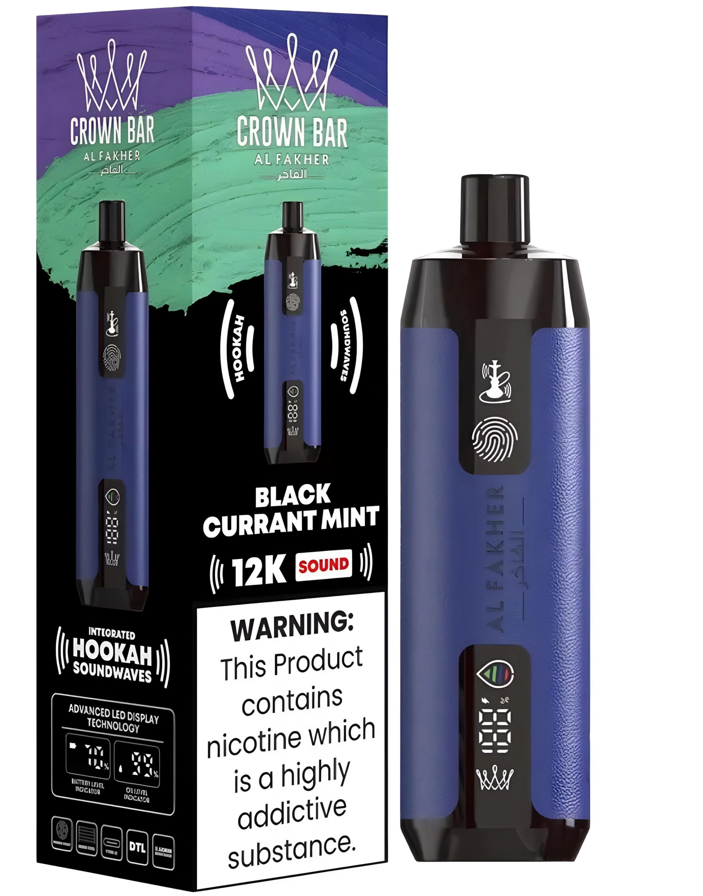 Al Fakher Crown Bar 12k Puffs Disposable Vape with Integrated Hookah Soundwaves - Gulshans - Since 1985