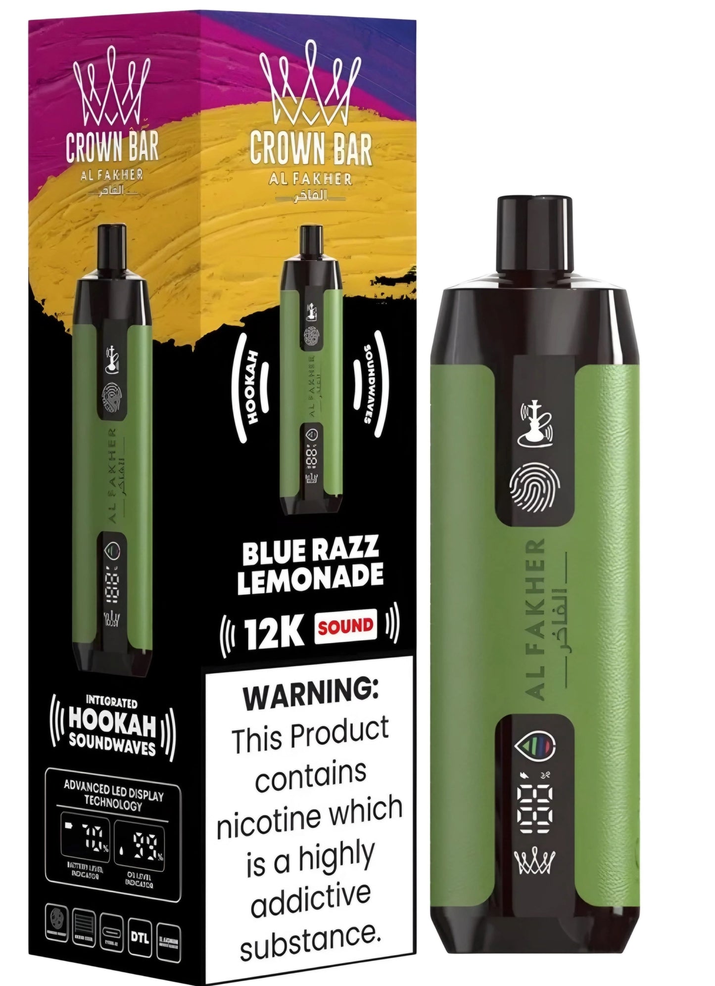 Al Fakher Crown Bar 12k Puffs Disposable Vape with Integrated Hookah Soundwaves - Gulshans - Since 1985