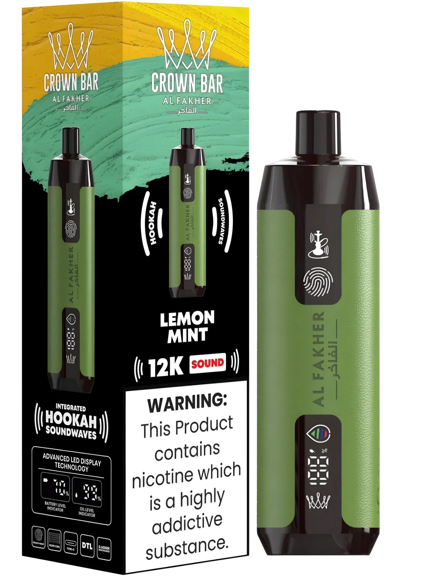 Al Fakher Crown Bar 12k Puffs Disposable Vape with Integrated Hookah Soundwaves - Gulshans - Since 1985