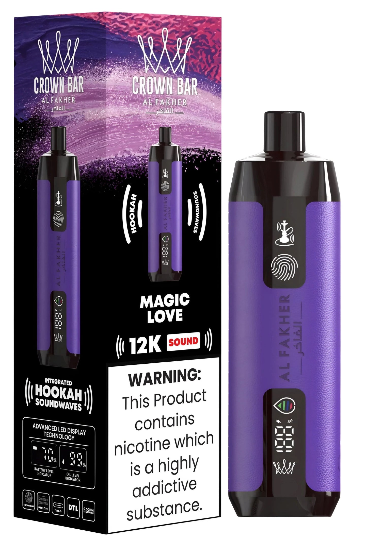 Al Fakher Crown Bar 12k Puffs Disposable Vape with Integrated Hookah Soundwaves - Gulshans - Since 1985