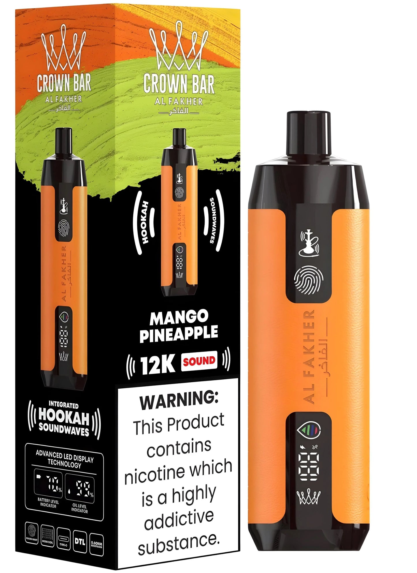 Al Fakher Crown Bar 12k Puffs Disposable Vape with Integrated Hookah Soundwaves - Gulshans - Since 1985