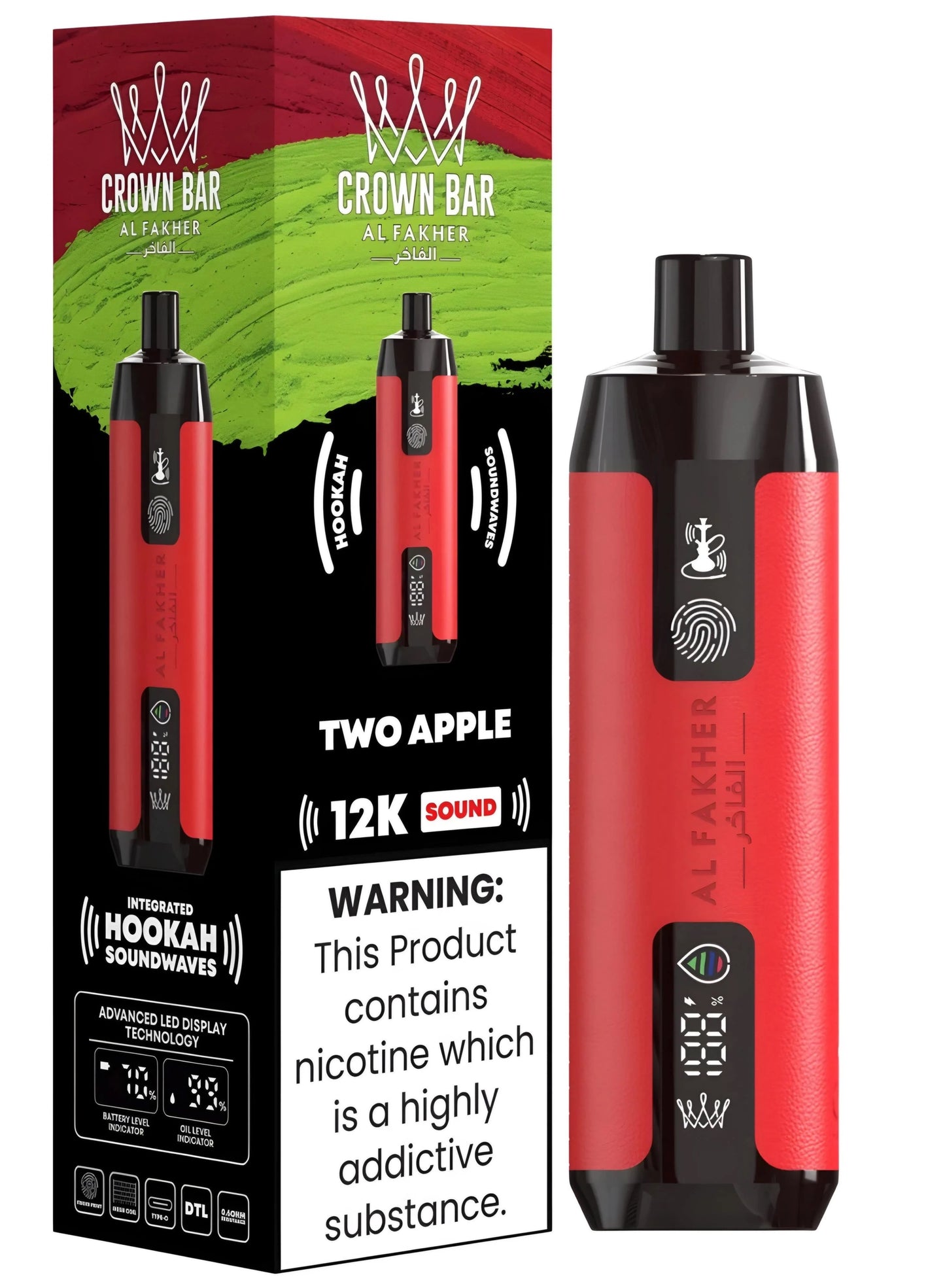 Al Fakher Crown Bar 12k Puffs Disposable Vape with Integrated Hookah Soundwaves - Gulshans - Since 1985