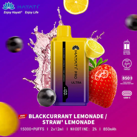 HAYATI PRO ULTRA BLACKCURRENT LEMONADE/ STRAW' LEMONADE 15000 PUFFS - Gulshans - Since 1985