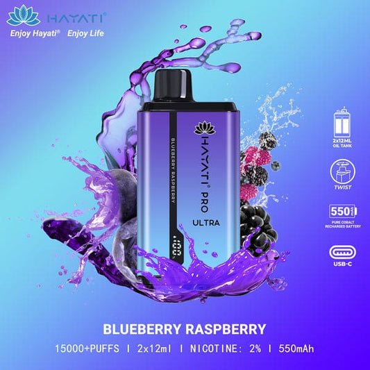 HAYATI PRO ULTRA BLUEBERRY RASPBERRY 15000 PUFFS - Gulshans - Since 1985