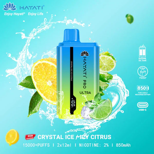 HAYATI PRO ULTRA CRYSTAL ICE / ICE CITRUS 15000 PUFFS - Gulshans - Since 1985