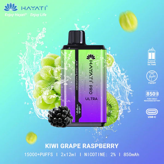 HAYATI PRO ULTRA KIWI GARPE RASPBERRY 15000 PUFFS - Gulshans - Since 1985