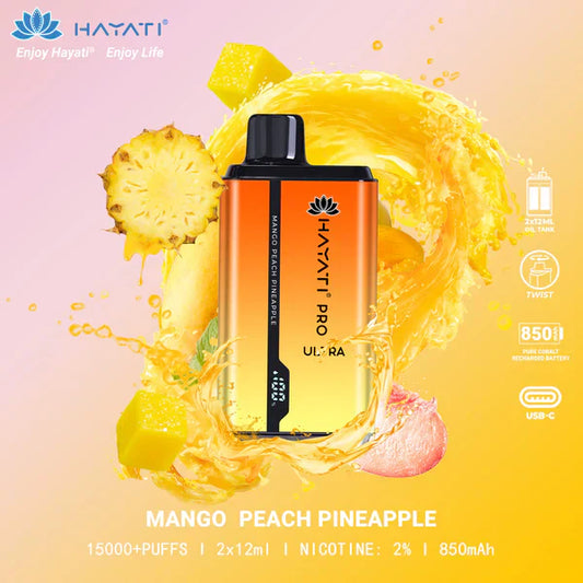 HAYATI PRO ULTRA MANGO PEACH PINEAPPLE 15000 PUFFS - Gulshans - Since 1985