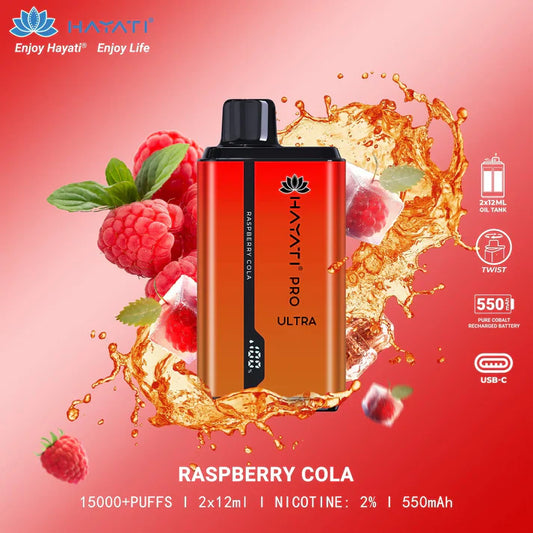 HAYATI PRO ULTRA RASPBERRY COLA 15000 PUFFS - Gulshans - Since 1985