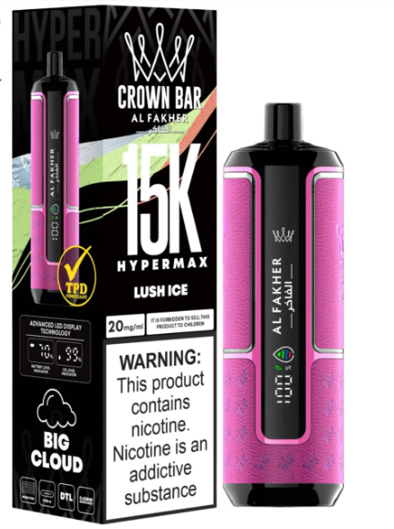 AL FAKHER CROWN BAR 15K HYPERMAX DISPOSABLE- LUSH ICE 6MG