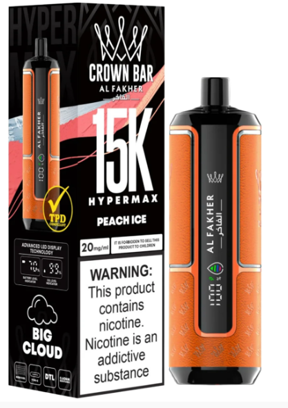 AL FAKHER CROWN BAR 15K HYPERMAX DISPOSABLE- PEACH ICE 6MG