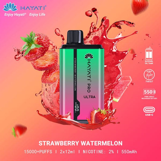 HAYATI PRO ULTRA STRAWBERRY WATERMELON 15000 PUFFS - Gulshans - Since 1985