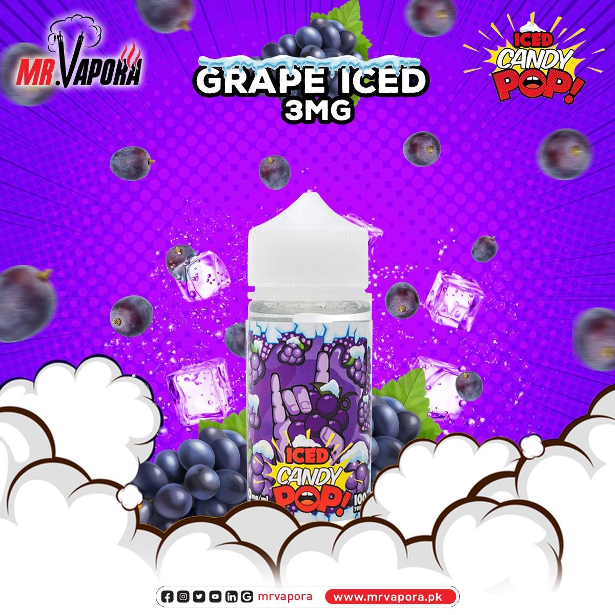 POP VAPORS - GRAPE ICED E- LIQUID- 3MG -100ML