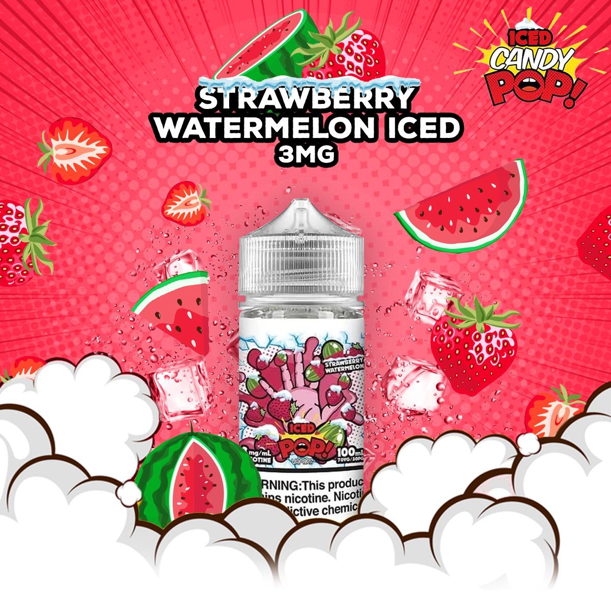 POPVAPORS - STRAWBERRY WATERMELON ICED E-LIQUID 3MG - 100ML